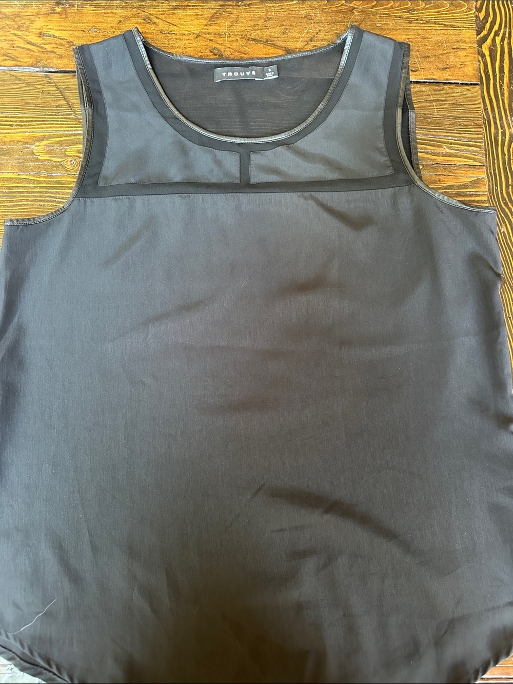 Black Mesh Yoke Sleeveless Blouse Size S